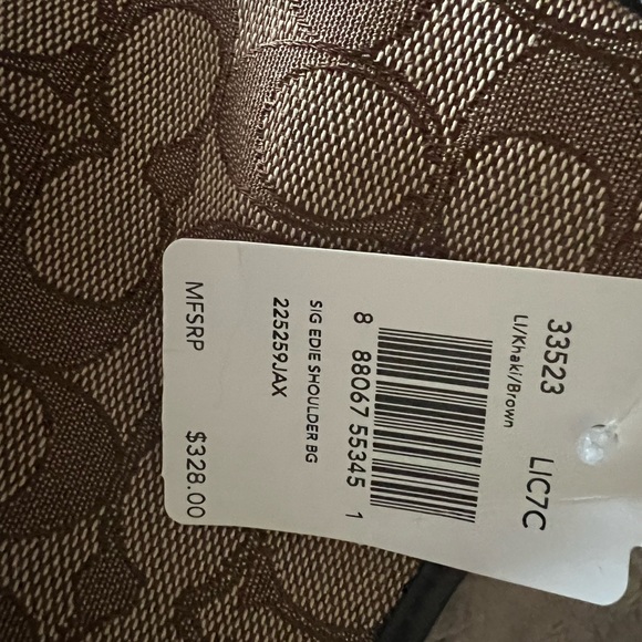 NWT Coach Edie Signature Jacquard Shoulder Bag - Light Gold/Khaki Brown - Picture 11 of 11